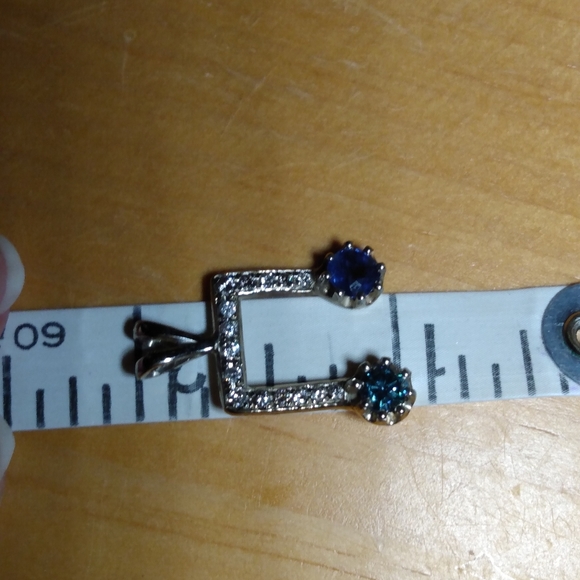 Custom Music Note WG Diamond Sapphire pendant - Picture 8 of 11